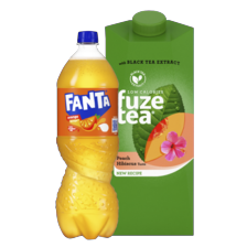 Fanta of Sprite fles à 1.5 liter
of Fuze Tea pak à 1.5 liter